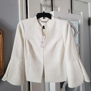 Flounce Sleeve Jacket White House Black Market Ivory sz 0 All Season